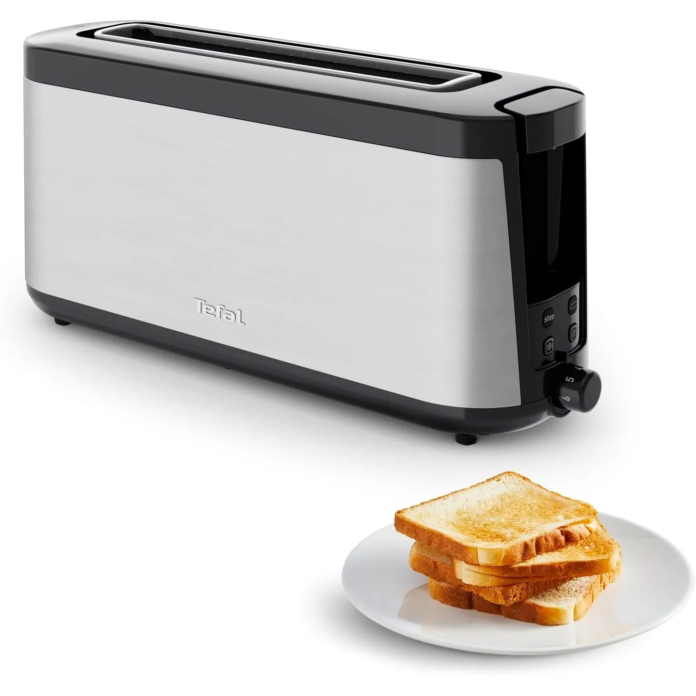 Tefal Element Langschlitz-Toaster, integrierter Brötchenaufsatz