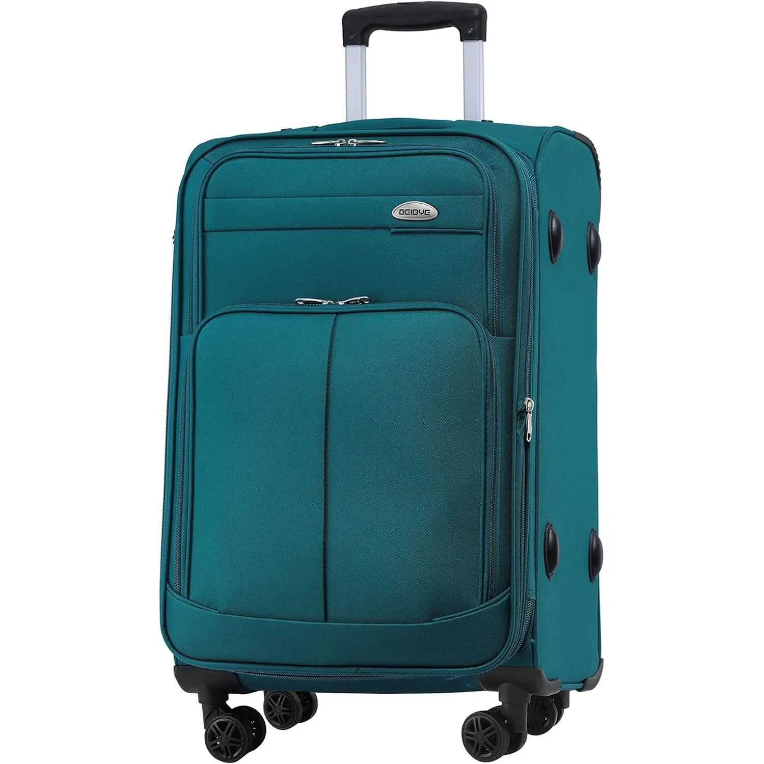 BEIBYE Leichter Stoffkoffer Kofferset Trolley Außentaschen Dehungsfuge mehr Stauraum mit Zahlenschloss (Turquoise, L-Mi…