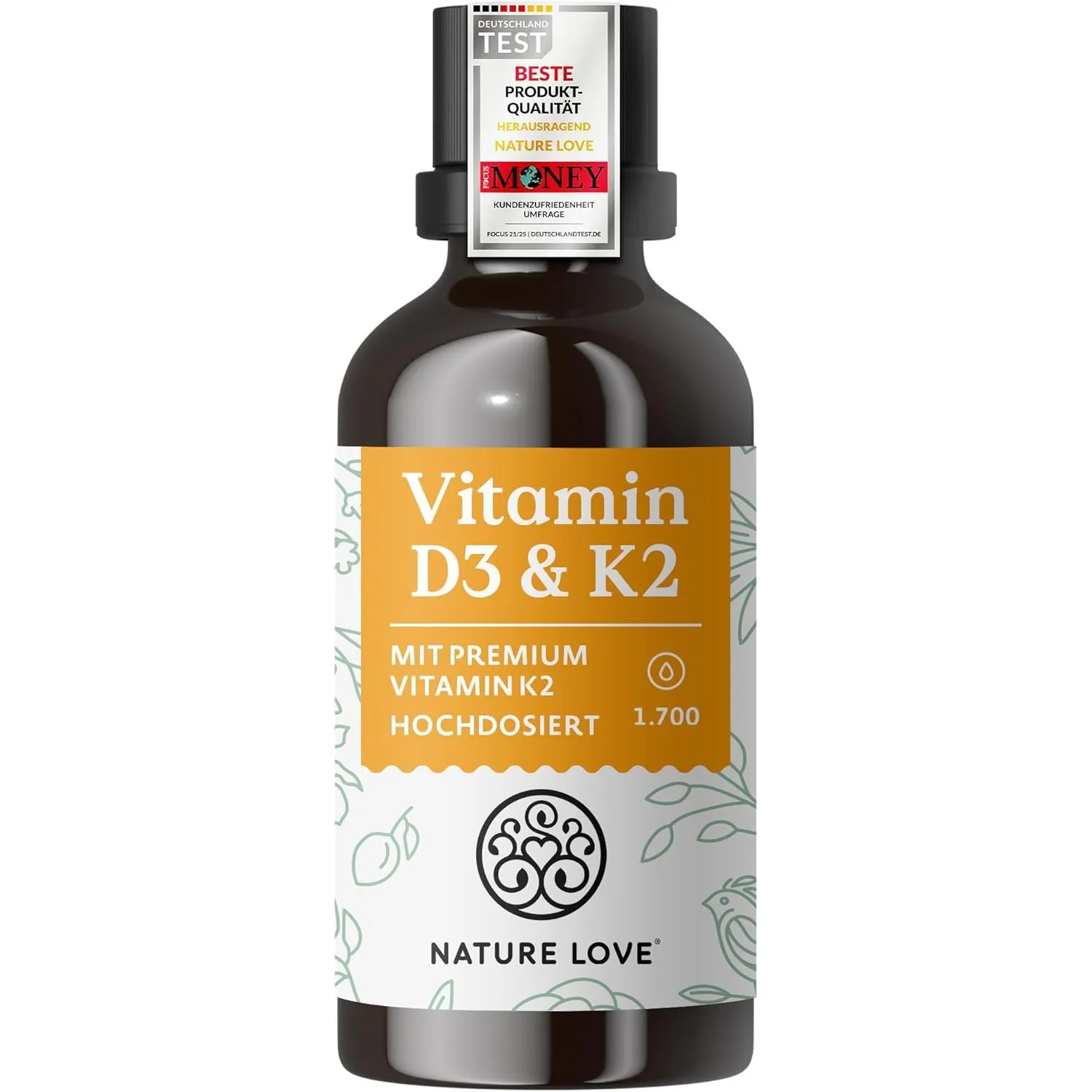 Vitamin D3 + K2 (50ml) - Hoch bioverfügbar durch Original K2VITAL® 99,7% all-trans - laborgeprüfte 1000 I.E. Vitamin D3…