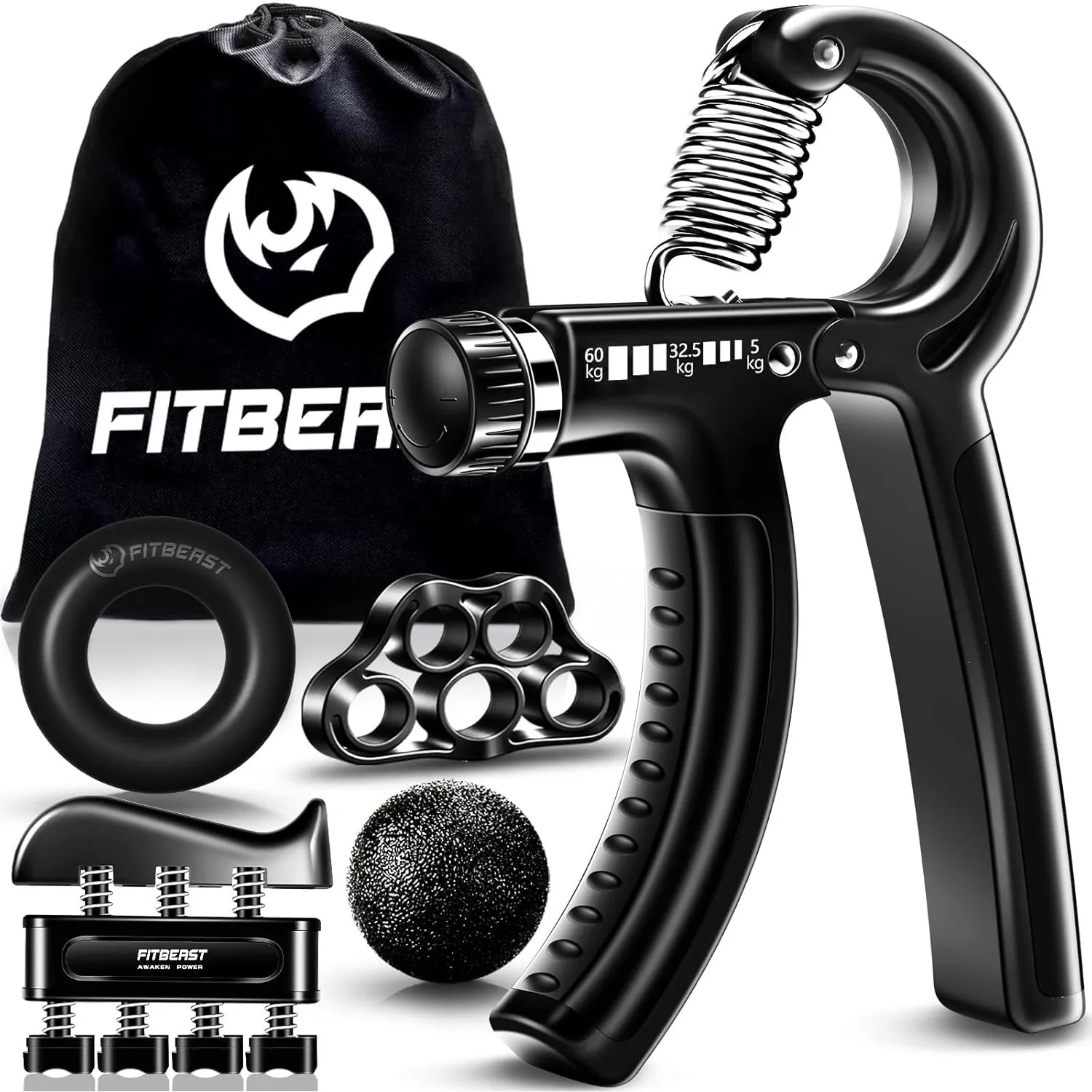 FitBeast Handtrainer Fingertrainer, Griffkraft Trainer Trainingsset - 5er-Pack, Verstellbarer Grip Trainer, Finger Trai…