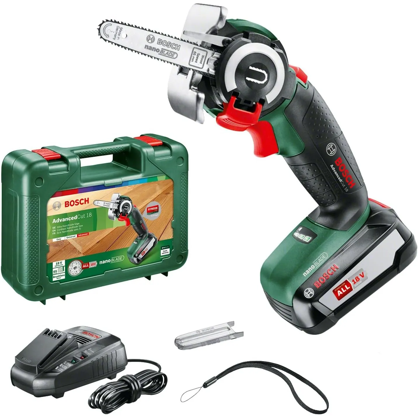 Bosch Home and Garden 06033D5101 Akku Säge Advancedcut, 45 W, 18 V, 2 Stück