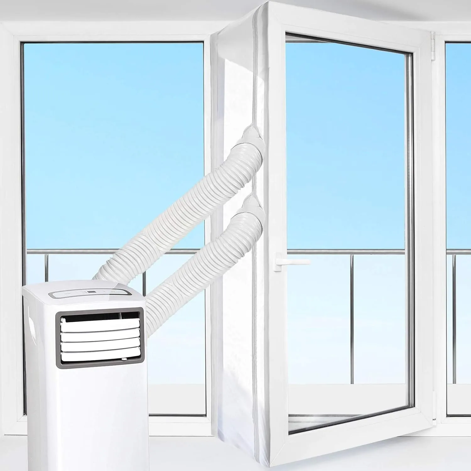 HOOMEE Tür- und Fensterabdichtung für Mobile Klimageräte, Klimaanlagen, Wäschetrockner, Ablufttrockner, Air Stop zum An…