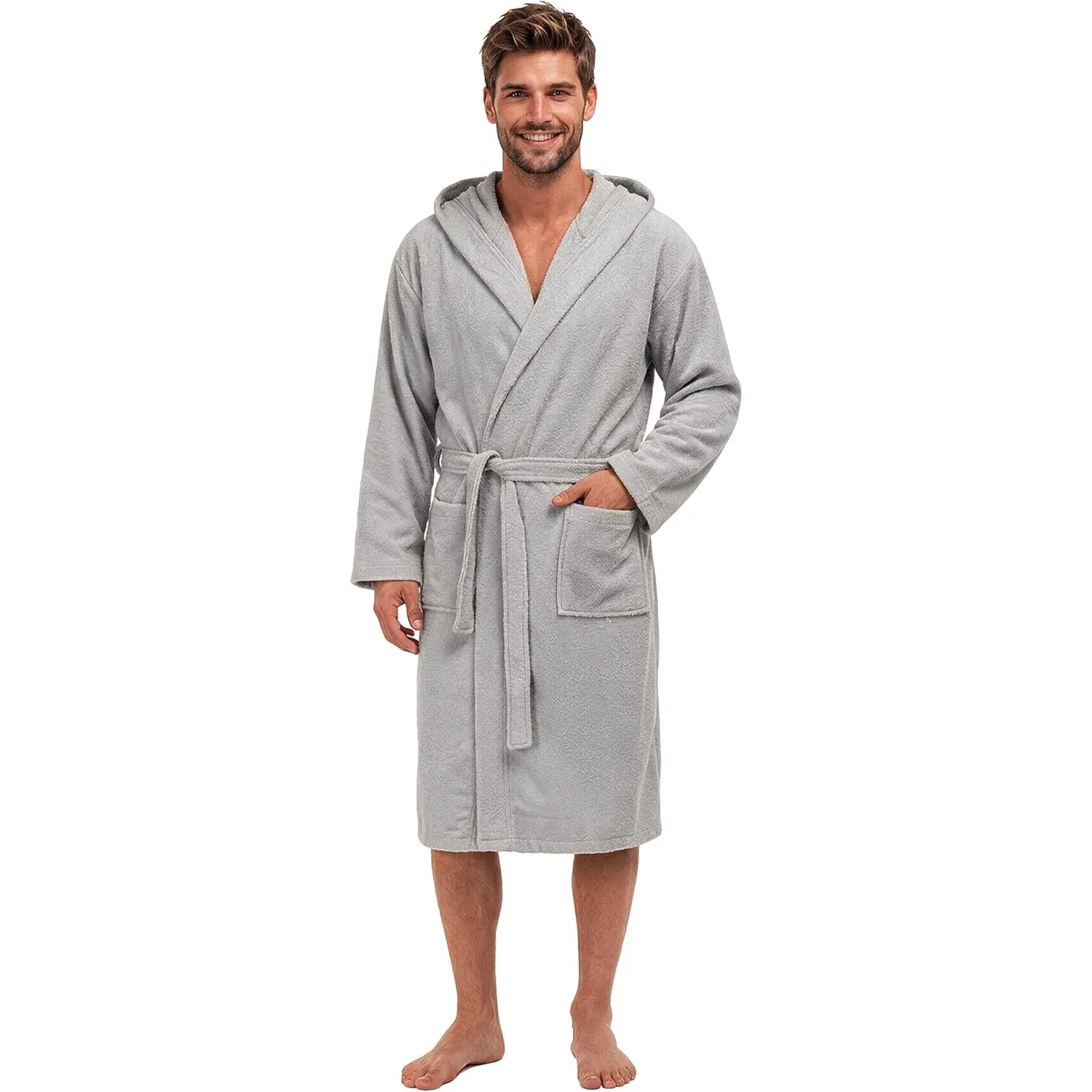 Twinzen - Bademantel Herren Frottee mit Kapuze - 100% Baumwolle