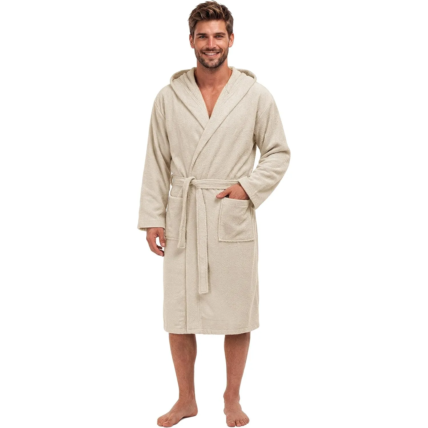 Twinzen - Bademantel Herren Frottee mit Kapuze - 100% Baumwolle