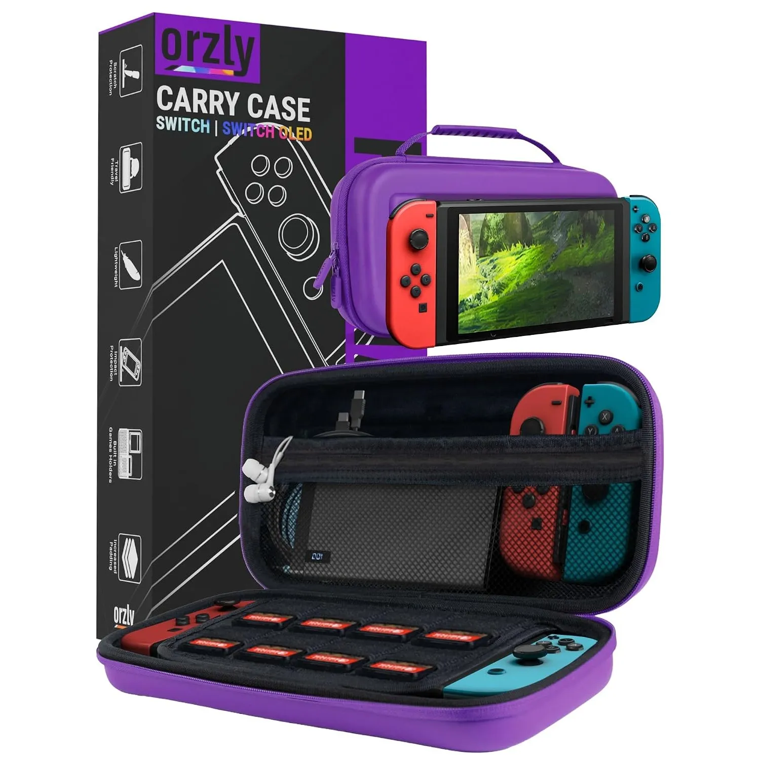 Orzly Tragetasche kompatibel mit Nintendo Switch – Aufbewahrungstasche / - Hartschalen Case/Cover/Hülle/Schutzhülle für…