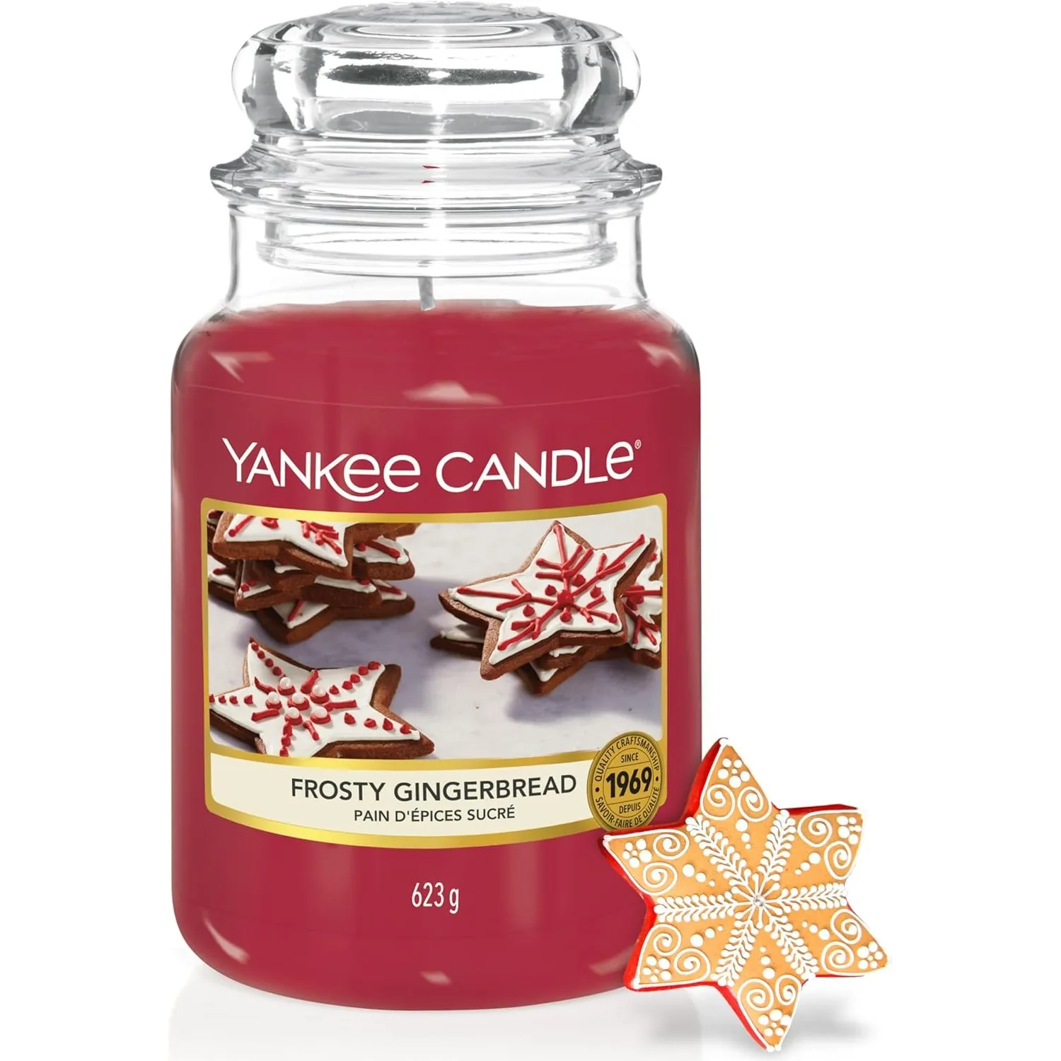 Yankee Candle Duftkerze im Glas (groß) | Frosty Gingerbread | Brenndauer bis zu 150 Stunden