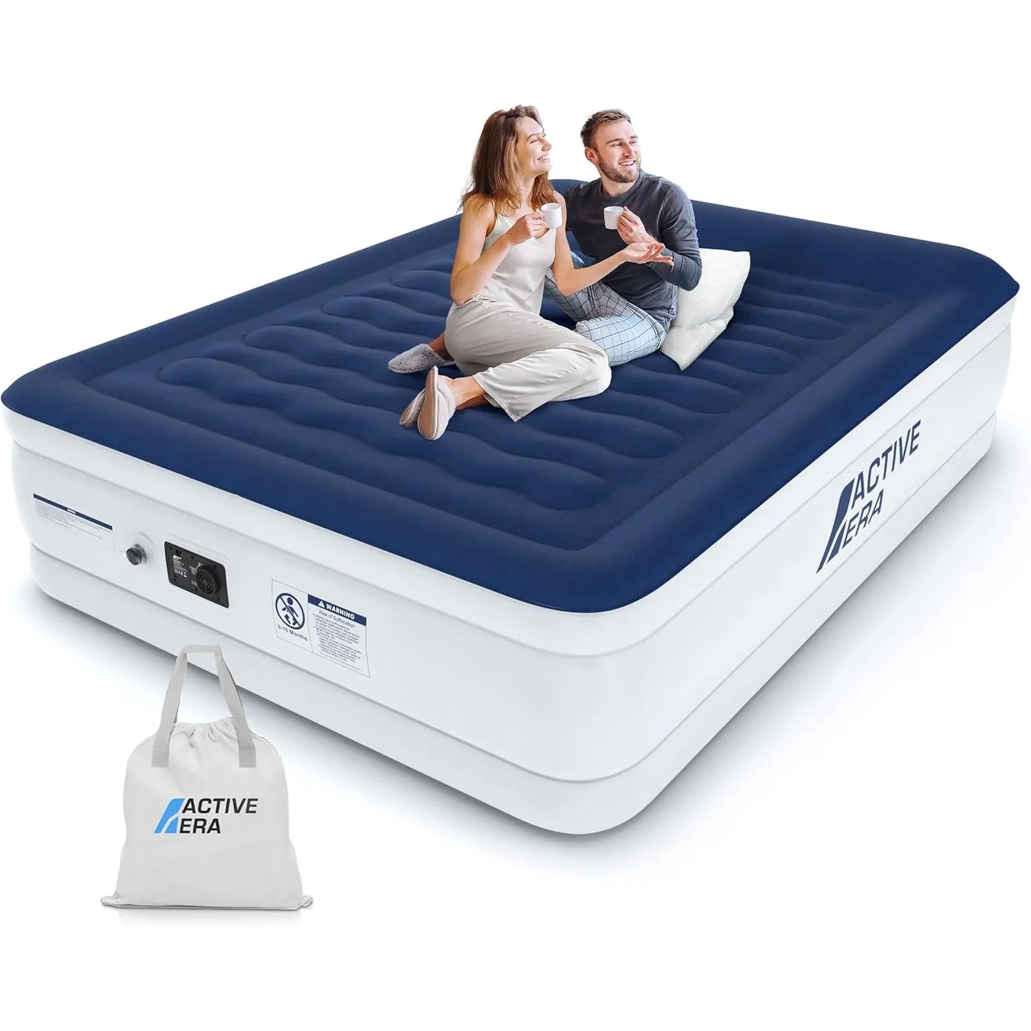 Active Era Luftmatratze 2 Personen 150×200×36.5 cm, Selbstaufblasendes Luftbett mit elektrischer Pumpe, Aufblasbare Mat…