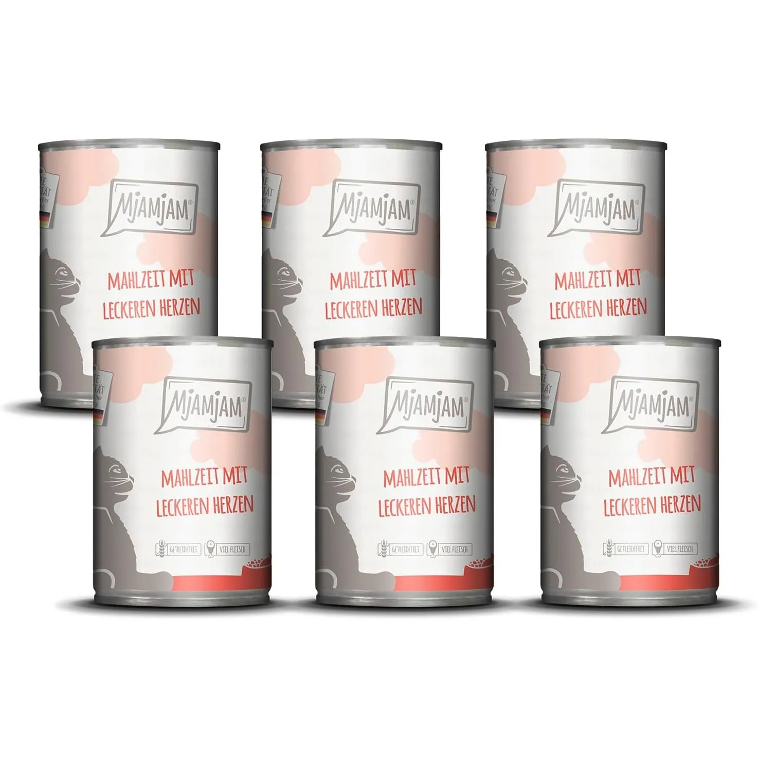 MjAMjAM - Premium Nassfutter für Katzen - Mahlzeit mit leckeren Herzen, 6er Pack (6 x 400 g), getreidefrei mit extra vi…
