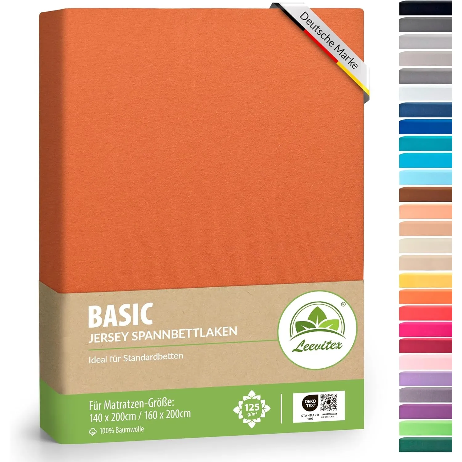 leevitex® Spannbettlaken 140x200cm - 160x200 cm | Spannbetttuch Bettlaken | 100% Jersey Baumwolle | Matratzenhöhe bis 2…