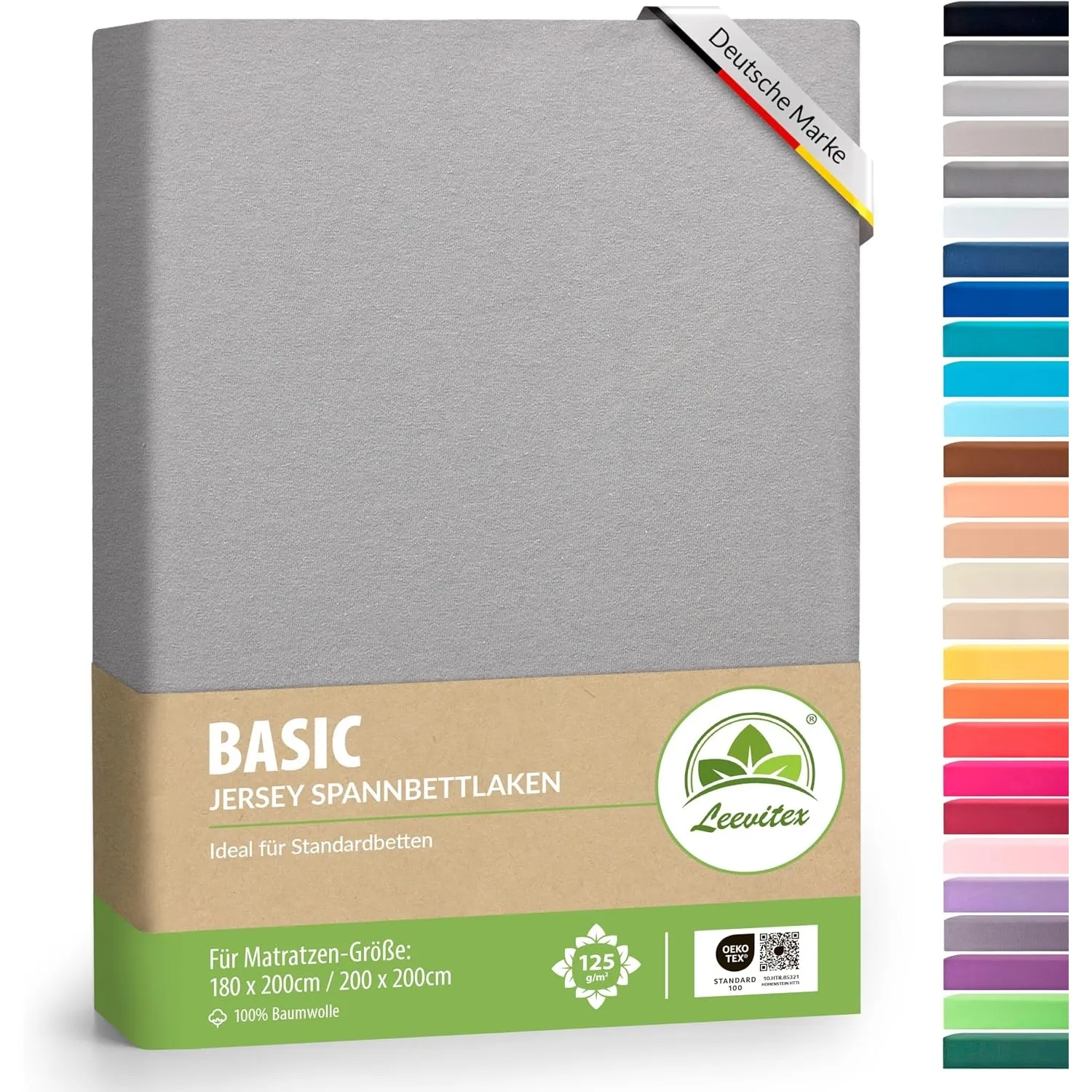leevitex® Spannbettlaken 180x200cm - 200x200cm | Spannbetttuch Bettlaken | 100% Jersey Baumwolle | Matratzenhöhe bis 25…