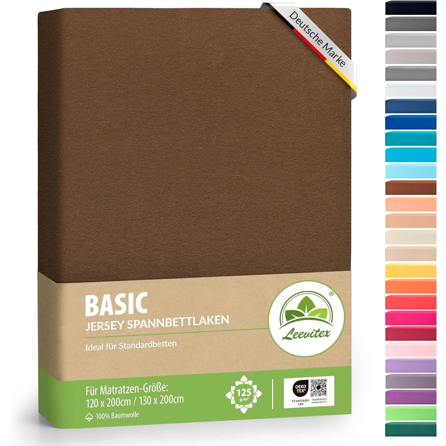 leevitex® Spannbettlaken 120x200cm - 130x200cm | Spannbetttuch Bettlaken | 100% Jersey Baumwolle | Matratzenhöhe bis 25…