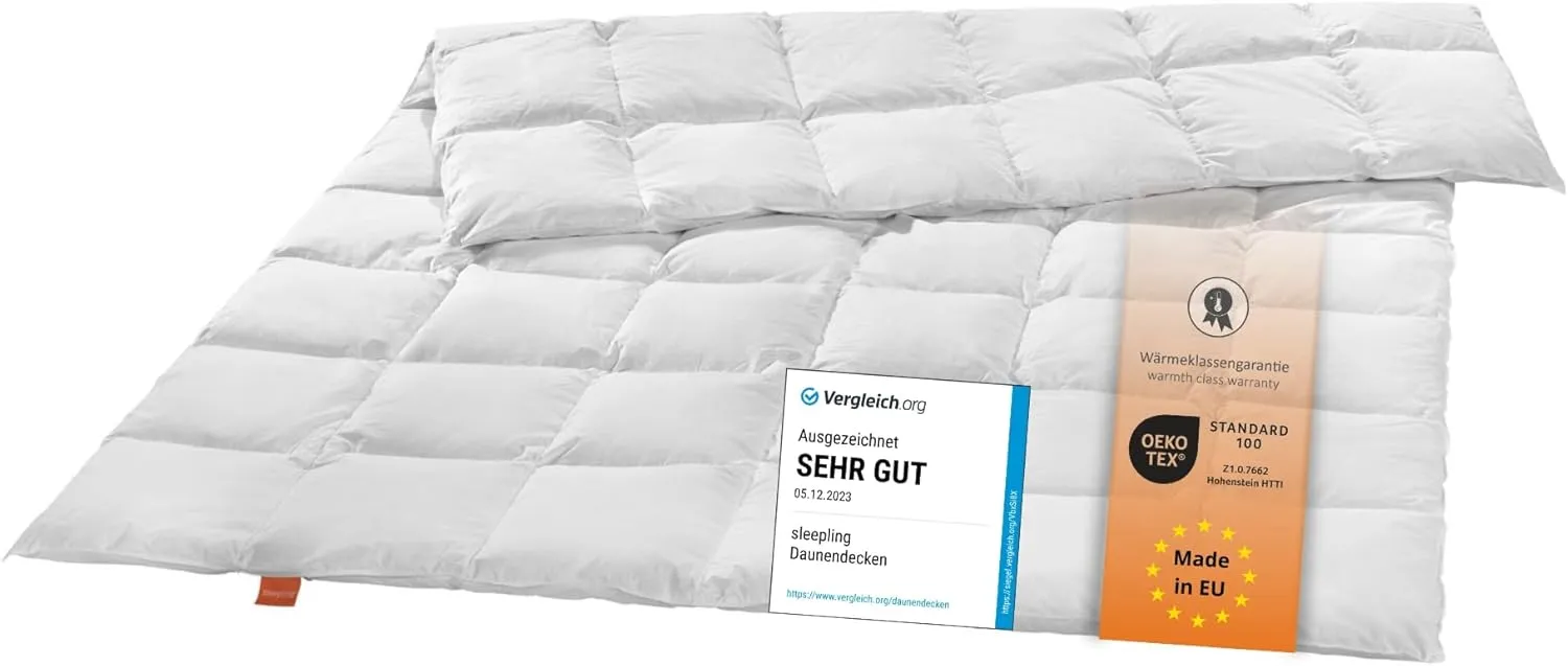 sleepling medium Daunendecke 135x200 cm, Bettdecke, Ganzjahres Decke, 90% Daunen 10% Federn, Daunenbettdecke 135 x 200 …