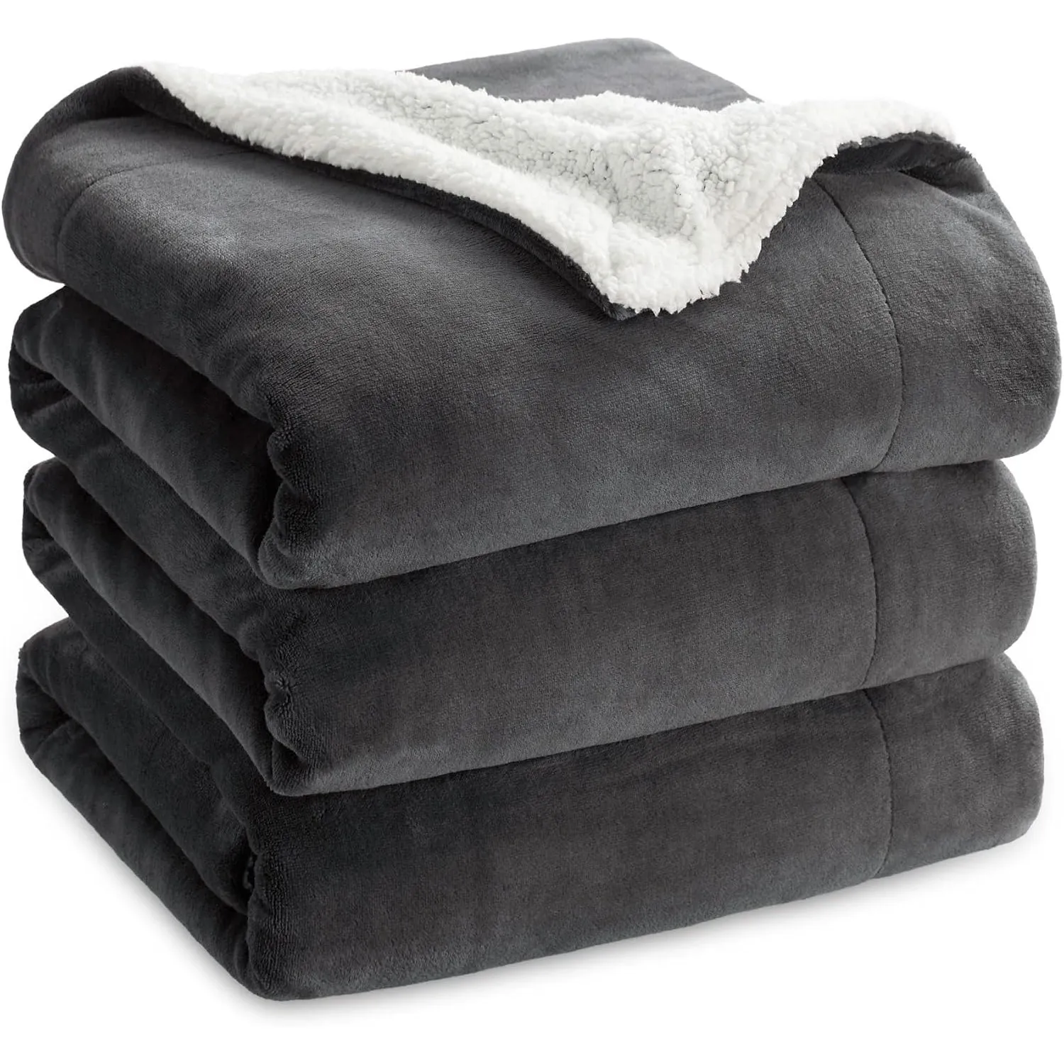 BEDSURE Sherpa Kuscheldecke Flauschig 220x240 - Sofadecke, Anthrazit