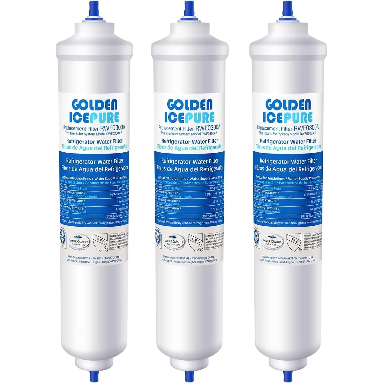GOLDEN ICEPURE Wasserfilter Kühlschrank Kompatibel mit Samsung DA29-10105J, DA29-10105J HAFEX/EXP, DA99-02131B, WSF-100…