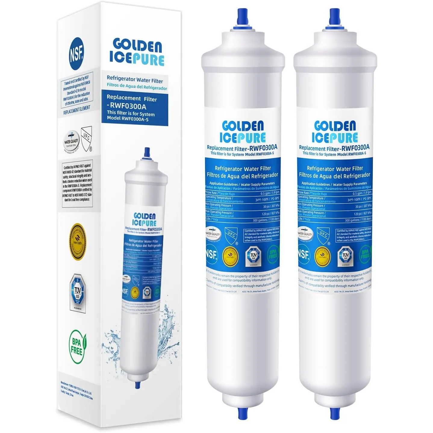 GOLDEN ICEPURE Wasserfilter Kühlschrank Kompatibel mit Samsung DA29-10105J, DA29-10105J HAFEX/EXP, DA99-02131B, WSF-100…