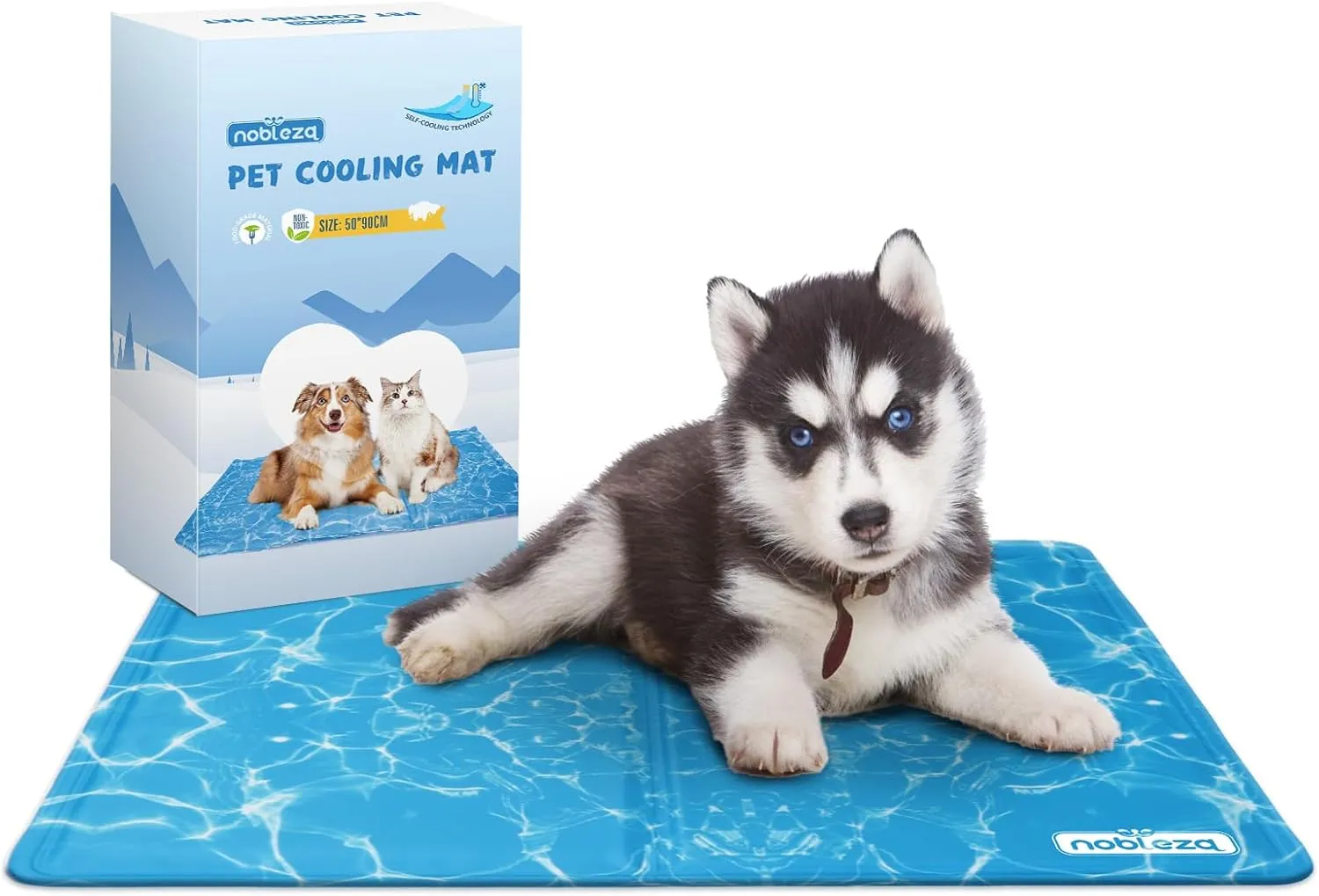 Nobleza - Dog Cooling Mat, Self-cooling, Non-Toxic Gel Pads, Puppy and Cat Bed Cooling Mattress for Summer, Blue, blue