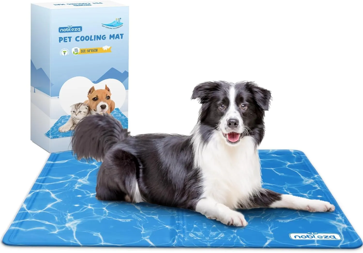 Nobleza - Dog Cooling Mat, Self-cooling, Non-Toxic Gel Pads, Puppy and Cat Bed Cooling Mattress for Summer, Blue, blue