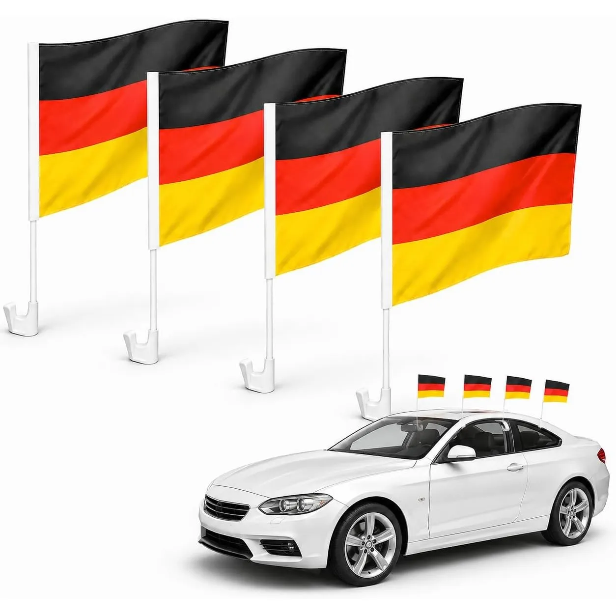 4er Autofahnen Autoflagge Deutschland Auto Autofahne Fahne Flagge Deutschland Fanartikel für Fußball WM 2026