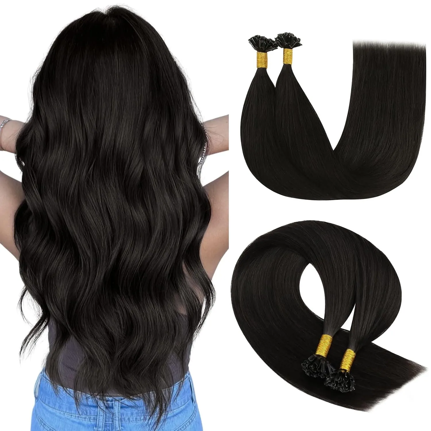 YoungSee Bonding Extensions Echthaar Braun Extensions Echthaar Bondings Dunkelbraun Keratin U Tip Bondings Extension Ec…