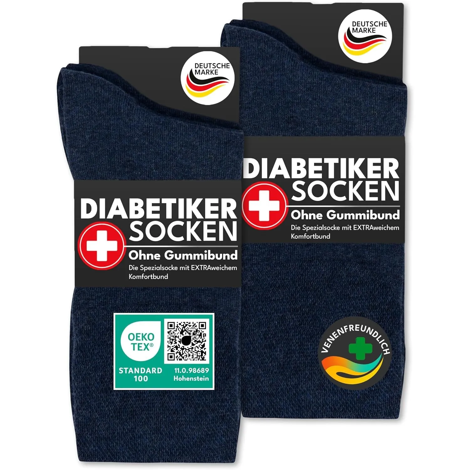 sockenkauf24 Diabetikersocken ohne Gummi & ohne Naht 97% Baumwolle (6 Paar) Diabetiker Socken mit Komfortbund für Damen…