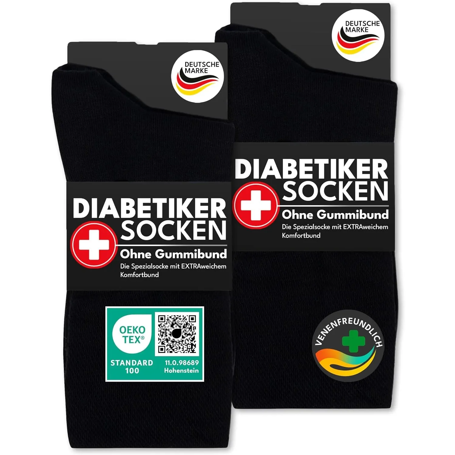 sockenkauf24 Diabetikersocken ohne Gummi & ohne Naht 97% Baumwolle (6 Paar) Diabetiker Socken mit Komfortbund für Damen…
