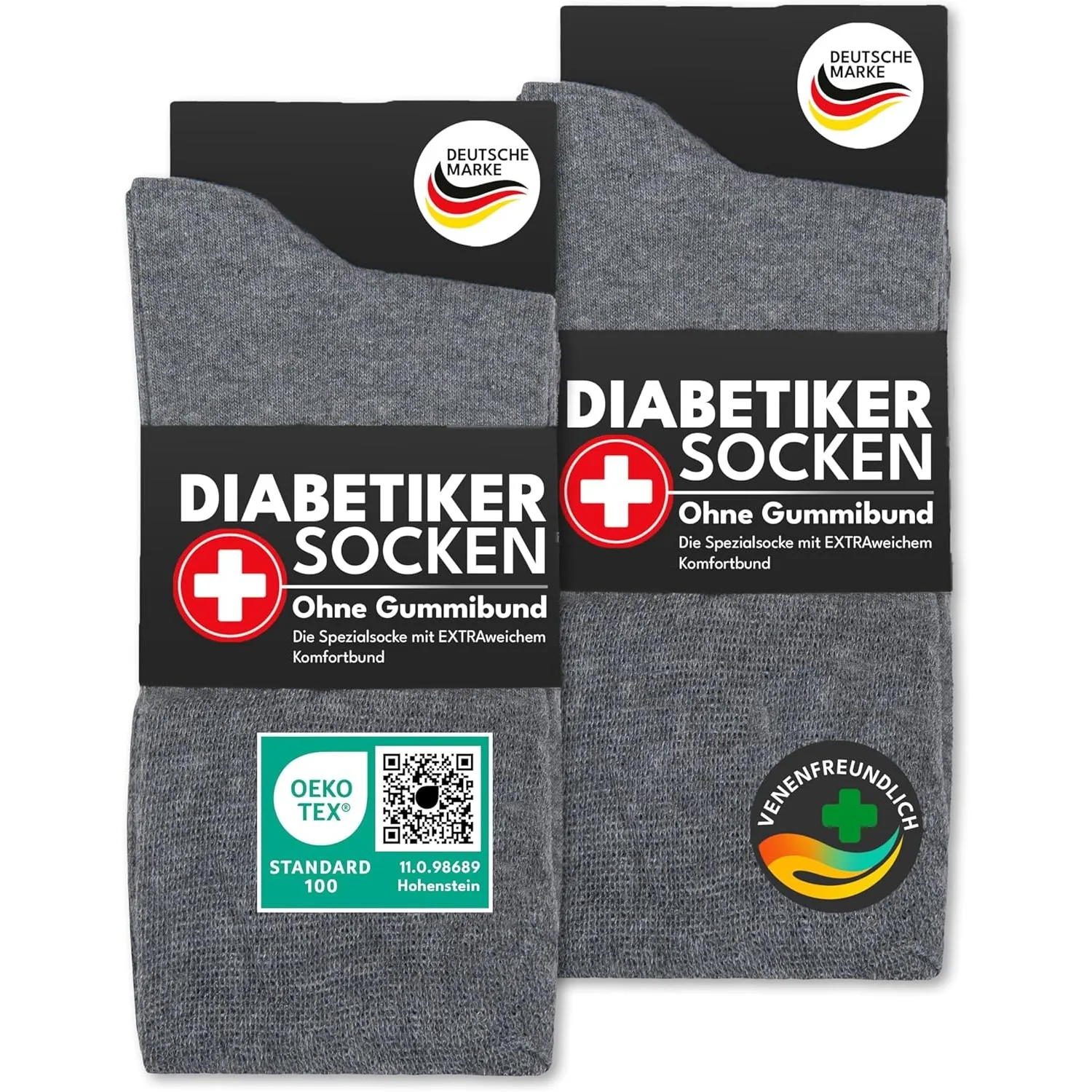 sockenkauf24 Diabetikersocken ohne Gummi & ohne Naht 97% Baumwolle (6 Paar) Diabetiker Socken mit Komfortbund für Damen…