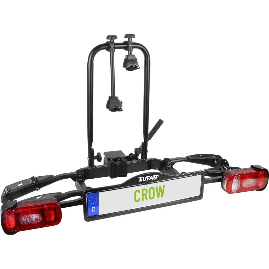 EUFAB 11563 Fahrradträger Crow, E-Bike geeignet, teilweise vormontiert, Diebstahlschutz, für 2 Fahrräder, für Anhängerk…