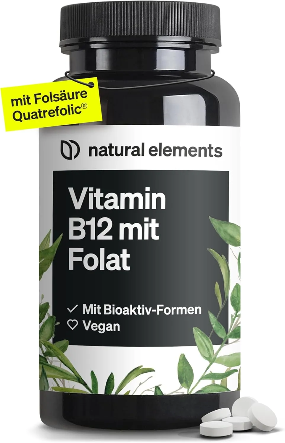 Vitamin B12 - 180 vegan tablets for 6 months - 500µg Vit B12 and 200µg folic acid per daily dose - highly dosed, withou…