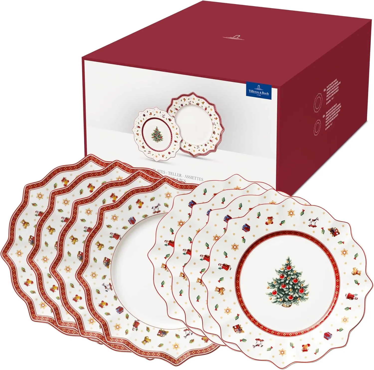 Villeroy & Boch – Toy's Delight Teller Set 8 Teilig, Speiseteller und Frühstücksteller, Geschirr Weihnachten Set, Esste…