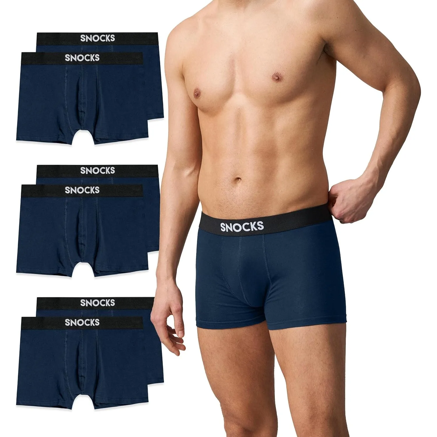 Snocks Boxershorts Herren Bio Baumwolle (6er Pack) Unterhosen Herren ohne einschneidenden Gummibund (Gr. S - 4XL)