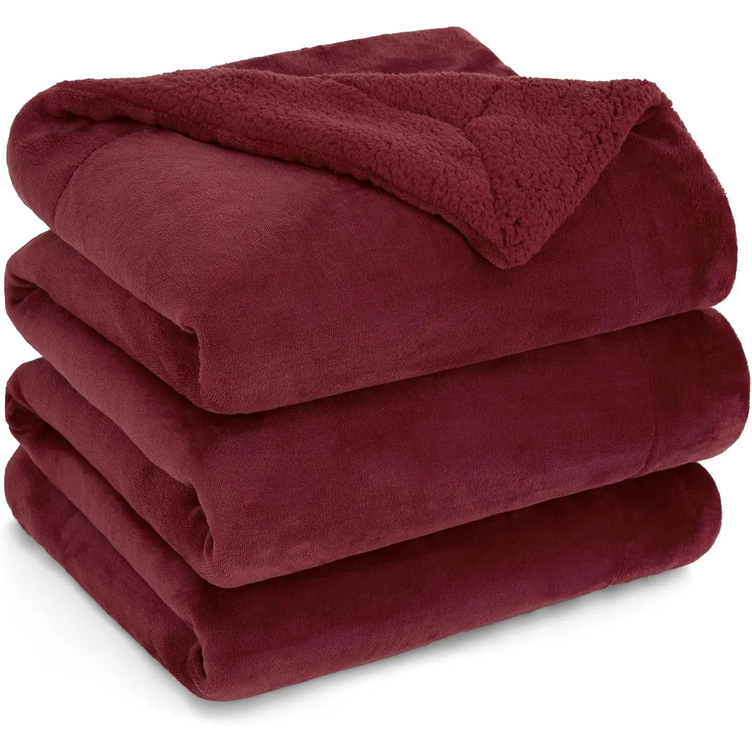 BEDSURE Sherpa Kuscheldecke Flauschig 220x240 - Sofadecke, Rot