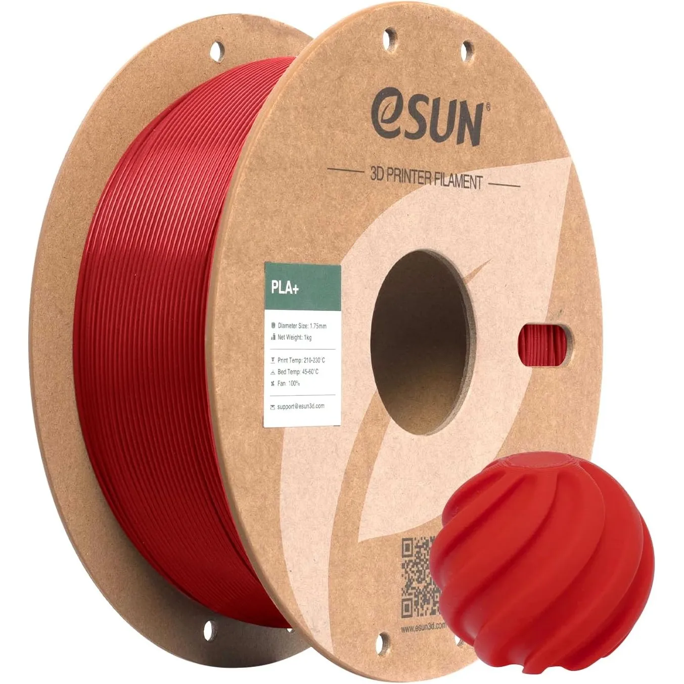 eSUN PLA+ Filament 1.75mm, 3D Drucker Filament PLA Plus, Maßgenauigkeit +/- 0.03mm, 1kg Spule (2.2 LBS) 3D Druck Filame…