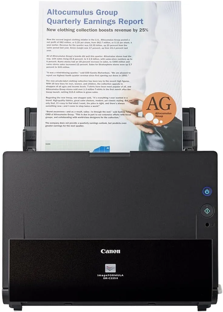 Canon DR-C225 II - imageFORMULA Dokumentenscanner (Duplex, Einzug, Farbe, 600dpi, 25 Seiten/Min, PDF OCR, kompakt, schw…