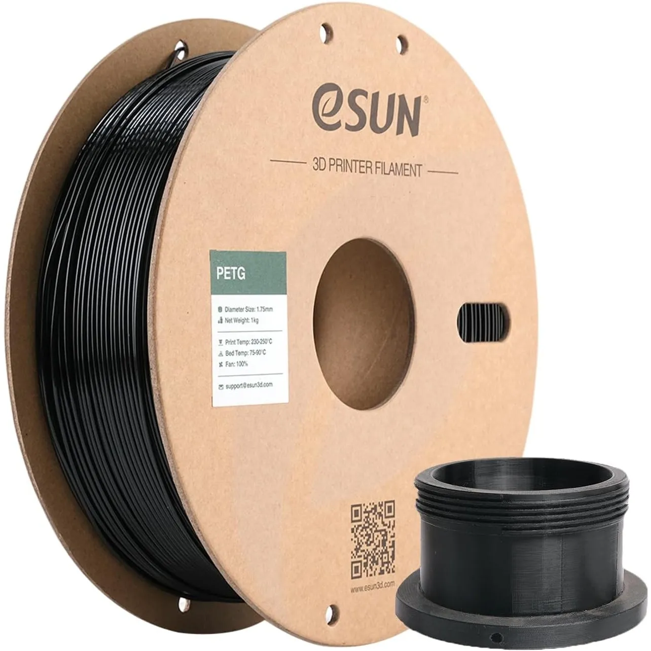 eSUN PETG Filament 1.75mm, Schwarz, 1KG | 3D Drucker Filament PETG, Maßgenauigkeit +/- 0.05mm, 1kg Spule (2.2 LBS) 3D D…
