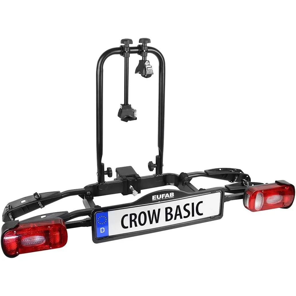 EUFAB 11569 Fahrradträger CROW BASIC, E-Bike geeignet, teilweise vormontiert, für 2 Fahrräder, für Anhängerkupplung, Sc…
