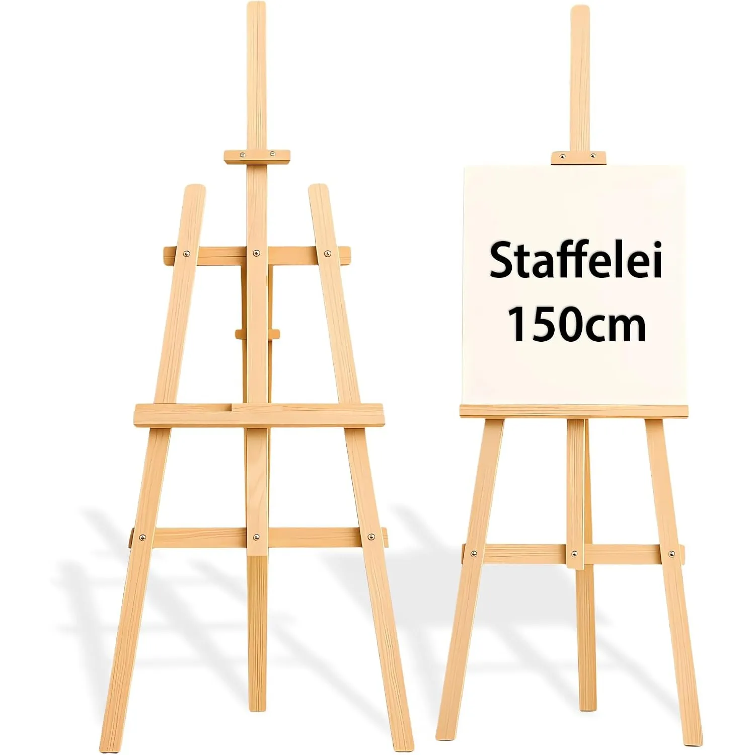Staffelei Holz groß Kinder - Leinwand Ständer Staffeleien für Maler aus Kieferholz 150 cm höhenverstellbar