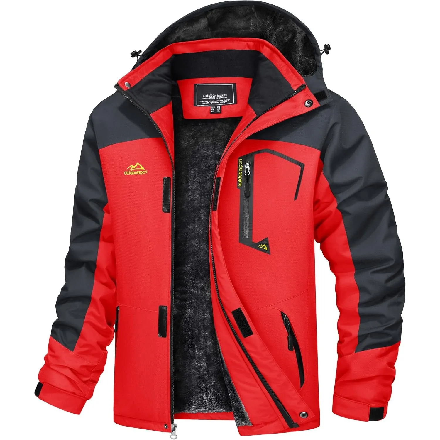 TACVASEN Herren Winter Wasserdichte Winddichte Winterjacke Warme Fleece-Futter Ski Regenmantel mit Kapuze