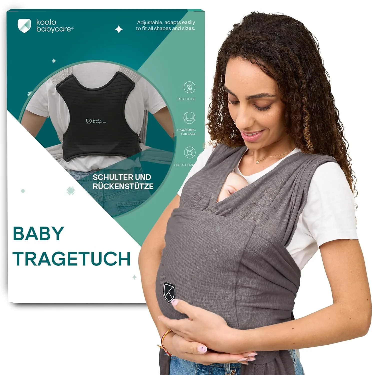 Koala Babycare Tragetuch Baby Neugeborene - Einfach Anzuziehen für Mütter und Väter - Babytrage Multi-Use Bis 9kg - Bab…