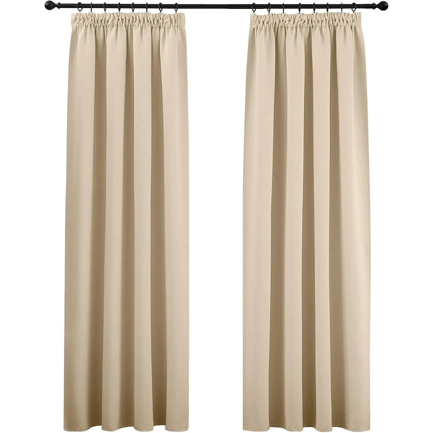 PONY DANCE Wohnzimmer Vorhänge Beige Kräuselband H245 x B140 cm