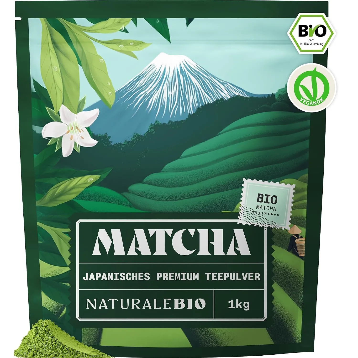 NaturaleBio Bio Japanisches Premium Matcha Pulver L-Theanin