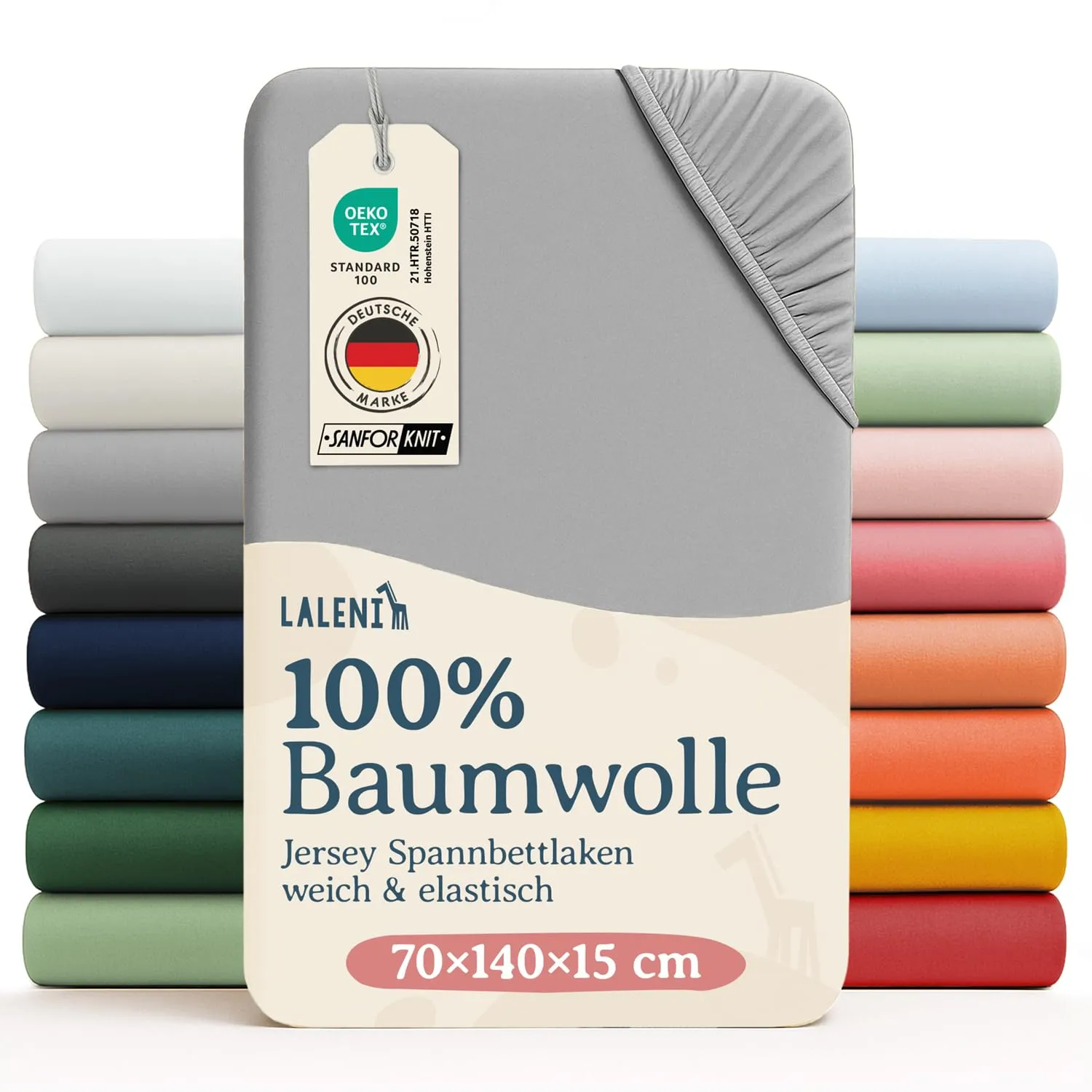 Laleni Jersey Spannbettlaken, 70x140cm, für Baby Beistellbett & Stubenwagen, 100% Baumwolle, Oeko-TEX Zertifiziert, 2er…