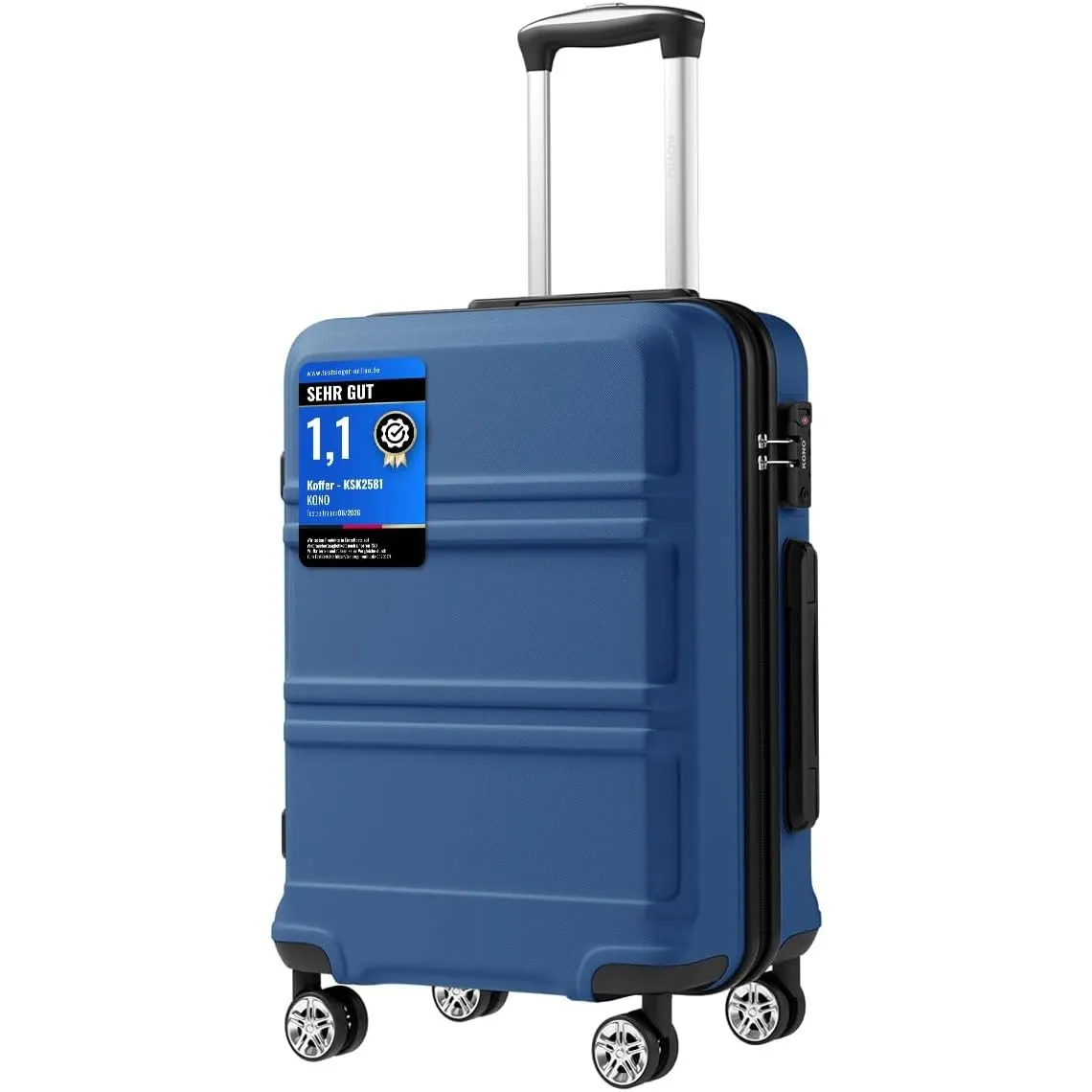 Kono Fashion Handgepäck Leicht ABS Hartschale Trolley Reisekoffer, Navy, 51 cm, Handgepäck