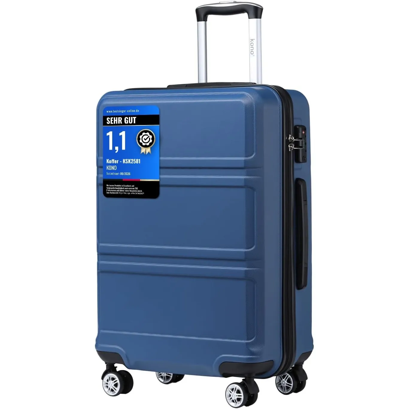 Kono 28" Großer Leichter ABS+PC Hartschalenkoffer mit TSA-Schloss, Marine | YKK-Reißverschluss /360°-Doppelrollen/ Leic…