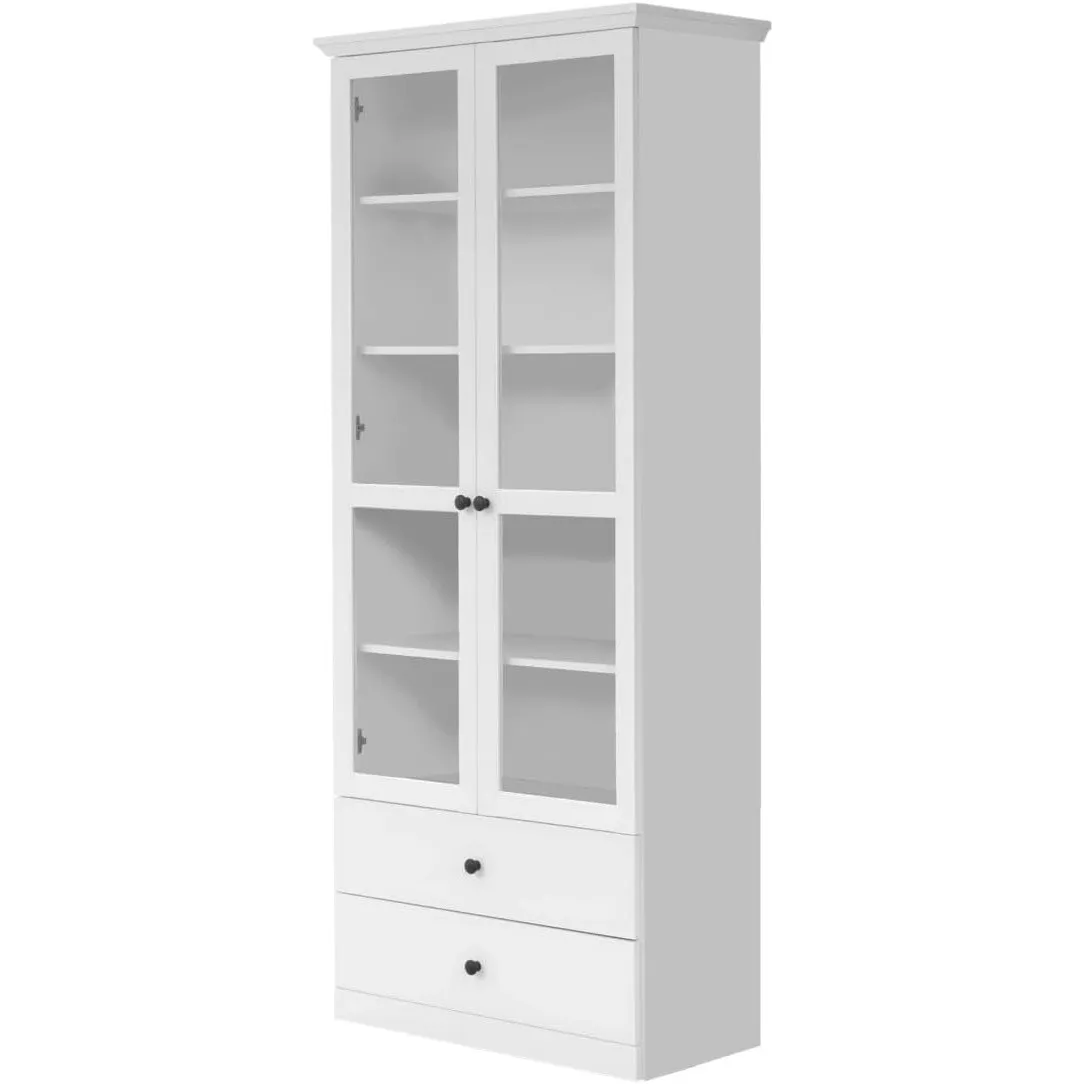 trendteam smart living - Baxter - Vitrine - Weiß matt - Wohnzimmerschrank im Landhausstil - (BxHxT) 81 x 196 x 41 cm - …