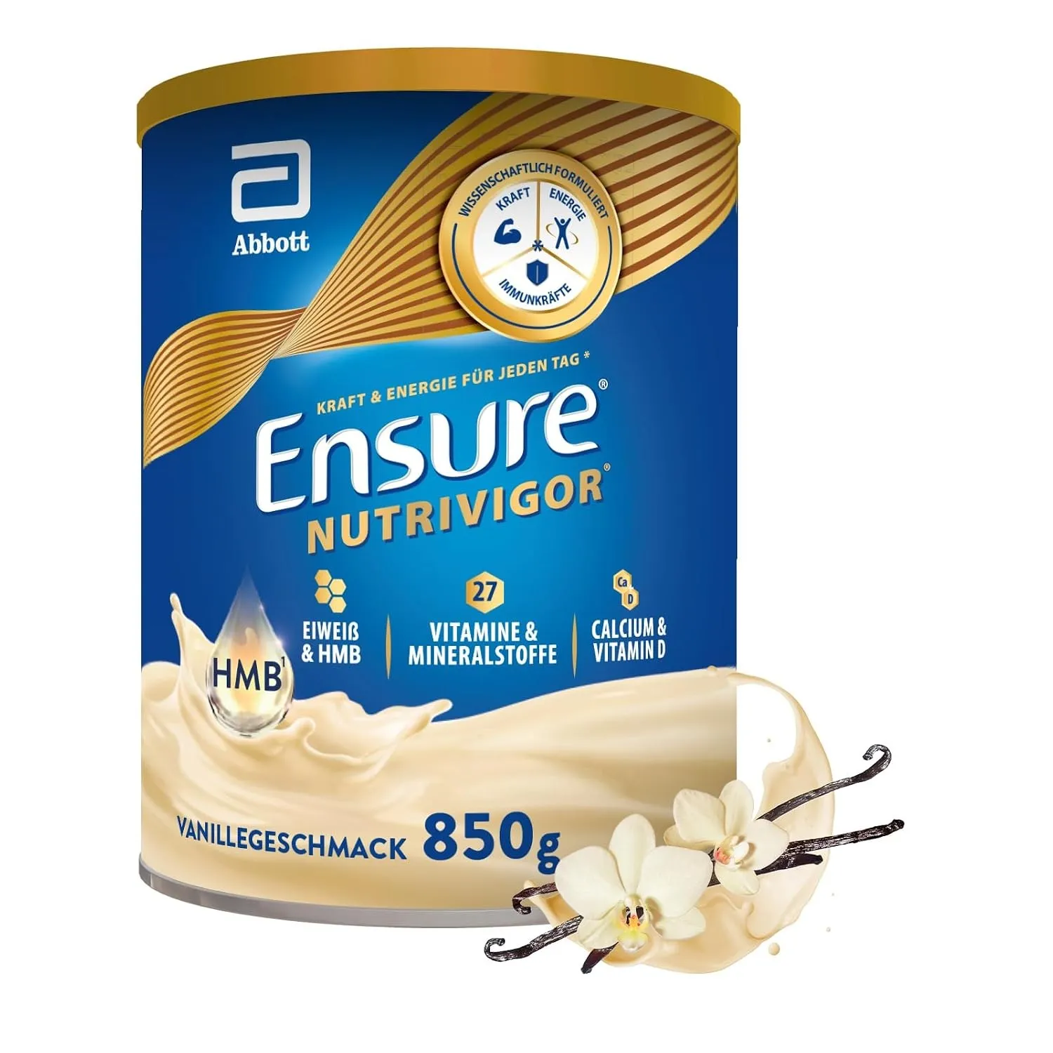 Ensure NutriVigor Vanille 850g - HMB, Eiweiss, 27 Vitamine & Mineralstoffe