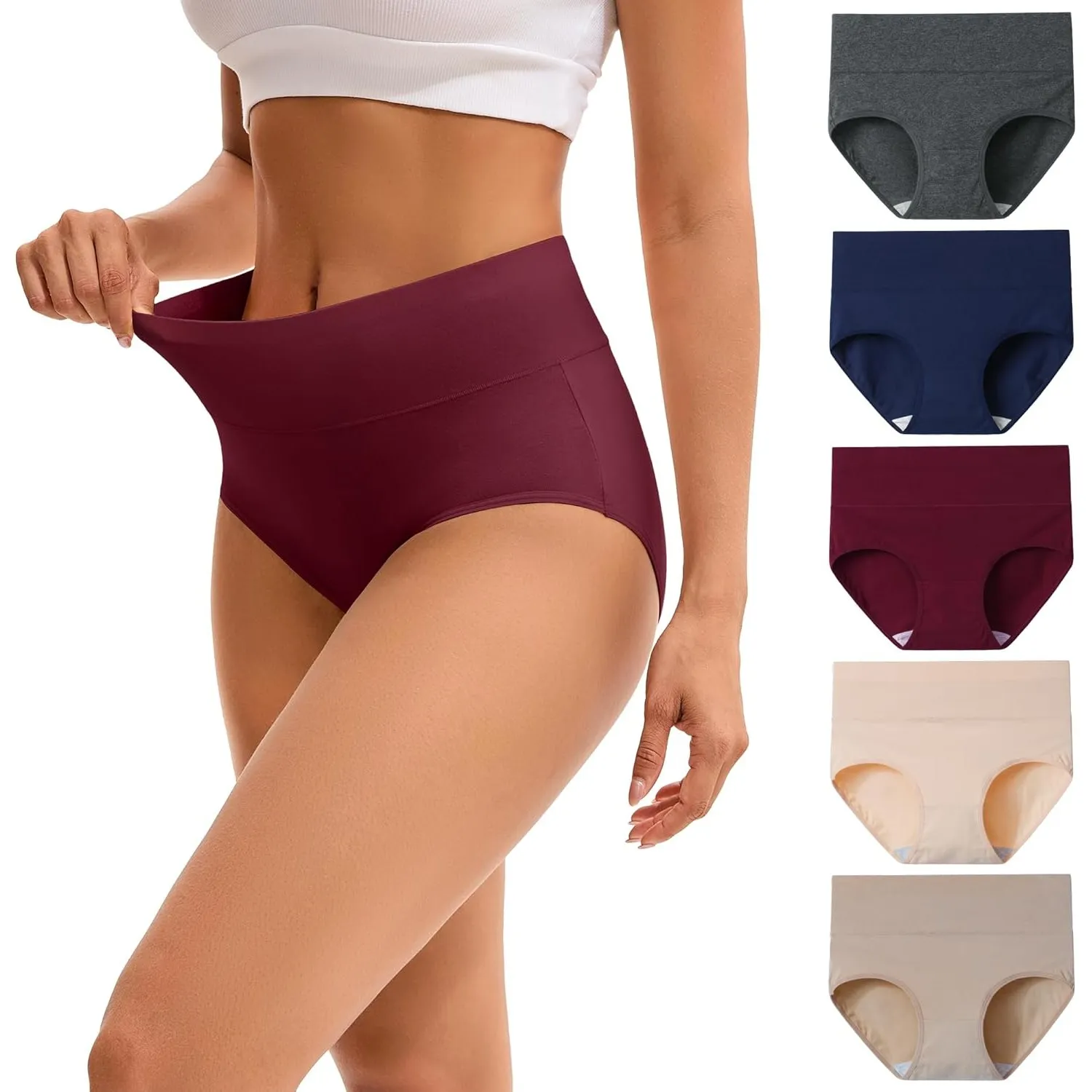 INNERSY Unterhosen Damen Baumwolle Slips Hohe Taille Unterwäsche 5er Pack | 100% Baumwoll Schritt, Taillenslip Atmungsa…