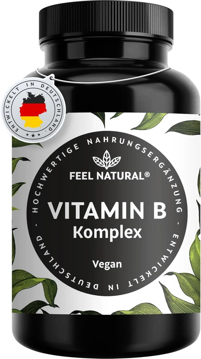 Vitamin B Complex Capsules – Pack of 180 Particularly high dose (10x). A 6-month supply of 180 vegan capsules. With bio…