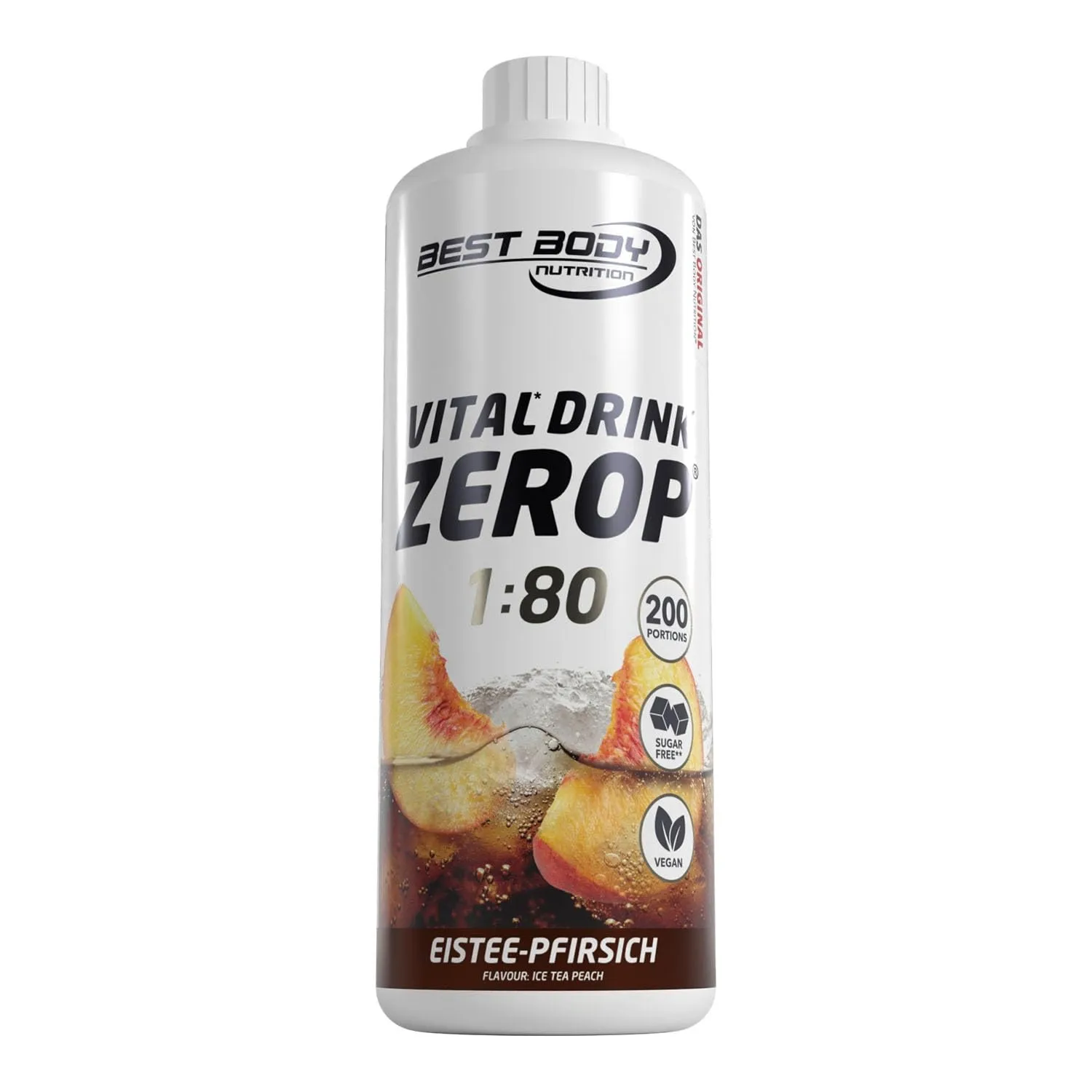 Best Body Nutrition Zerop Getränkekonzentrat Eistee Pfirsich, 1 l | Zuckerfrei, ohne Aspartam, kalorienarm, mit Vitamin…