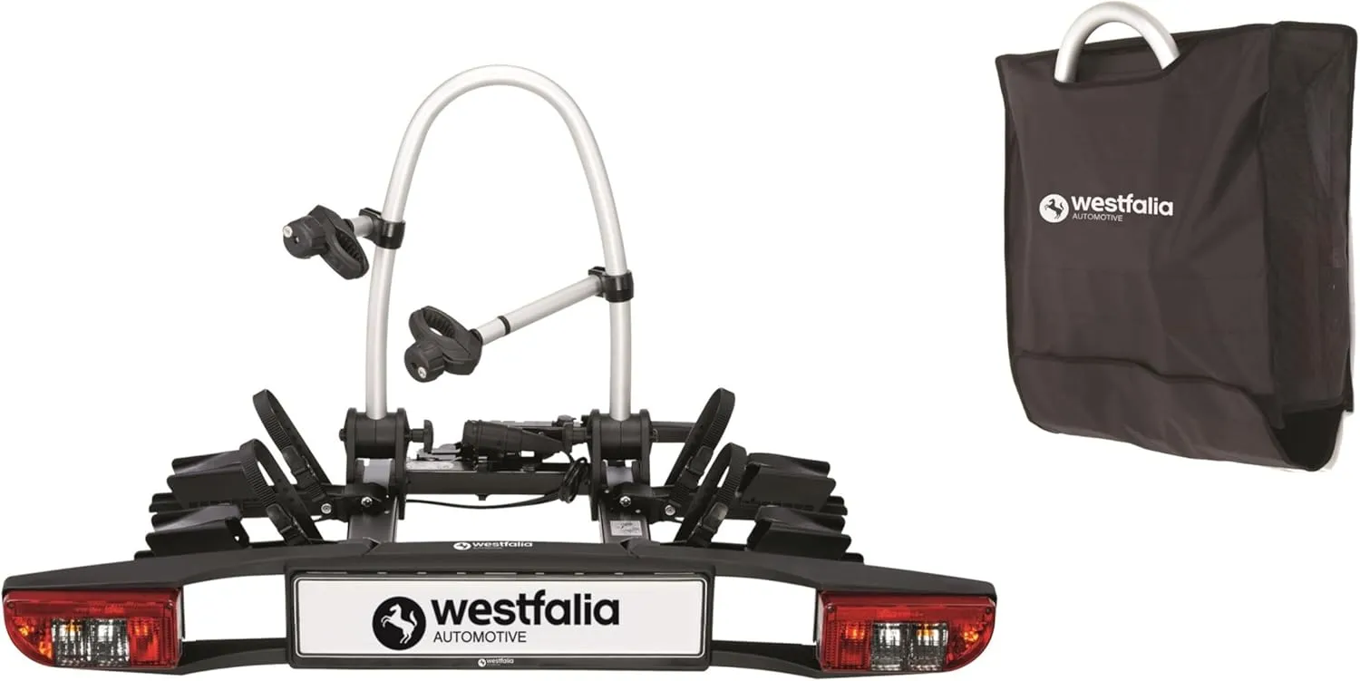 Westfalia BC 60 Fahrradträger für die Anhängerkupplung - inklusiv Tasche | Kupplungsträger für 2 Fahrräder | E-Bike gee…