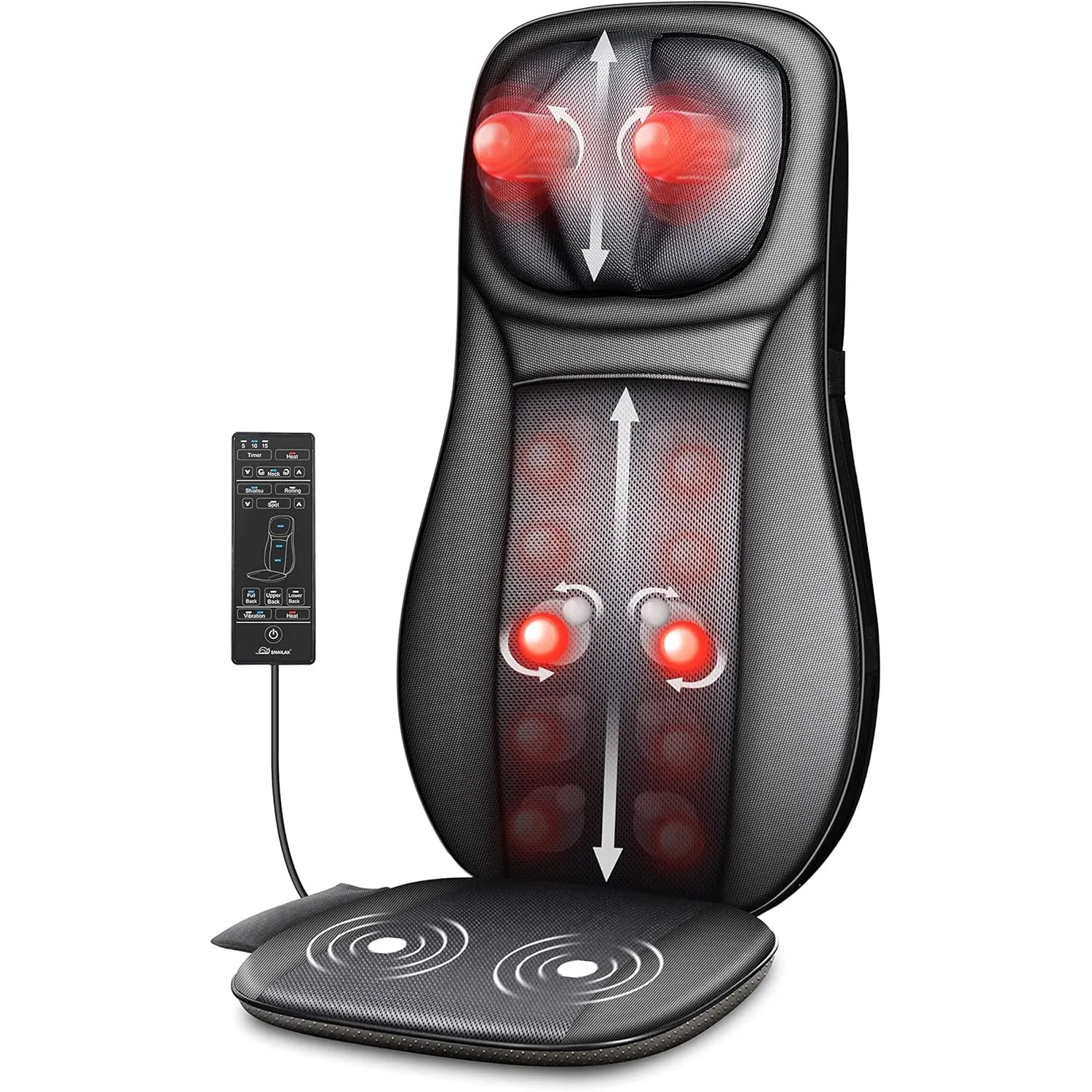 Snailax Shiatsu‑Massagesitzauflage mit Wärmefunktion